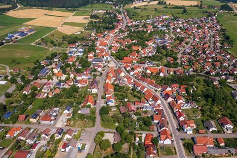 Luftbildaufnahme von Münsingen-Auingen