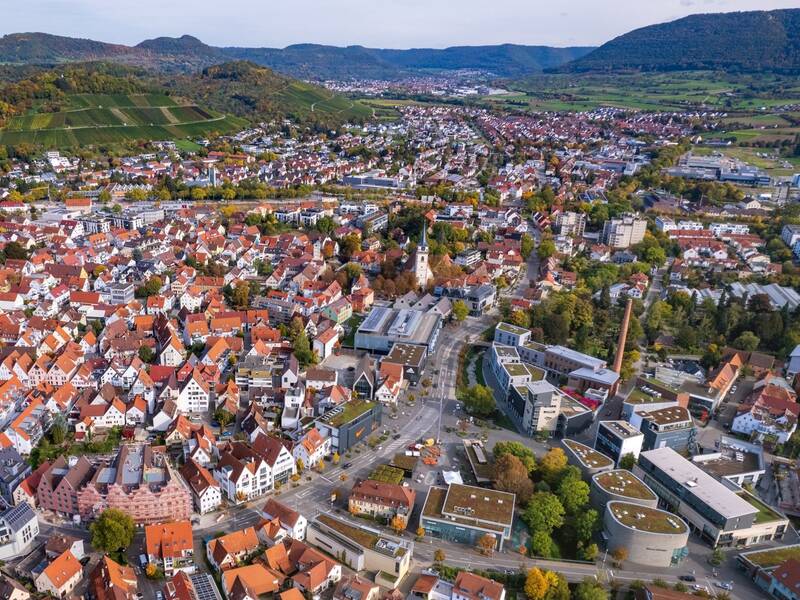 Luftbildaufnahme von Metzingen